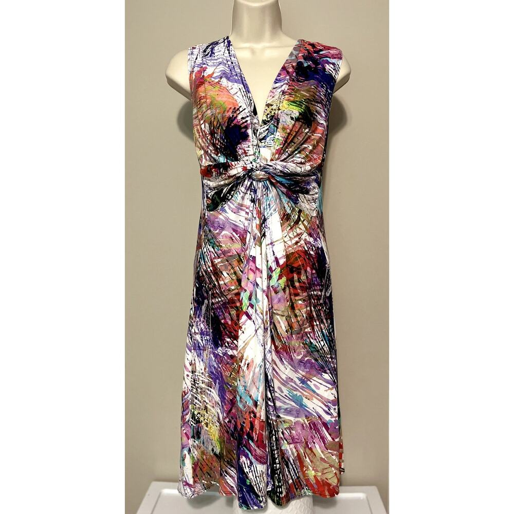 Salaam Brand Watercolor Multicolor Sleeveless Rayon Dress Size Medium